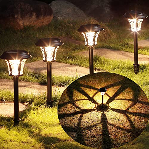 Solar Powered Pathway Lights 6 Pack, Warm White LED Outdoor Garden Lights T3635