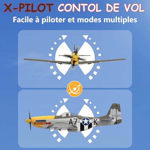 3 Channel RC Plane P-51D Mustang, Remote Control Airplane Ready to Fly, 2.4GHz 6-axis Gyro Stabilizer, Easy to Fly for Kids & Beginners G5520