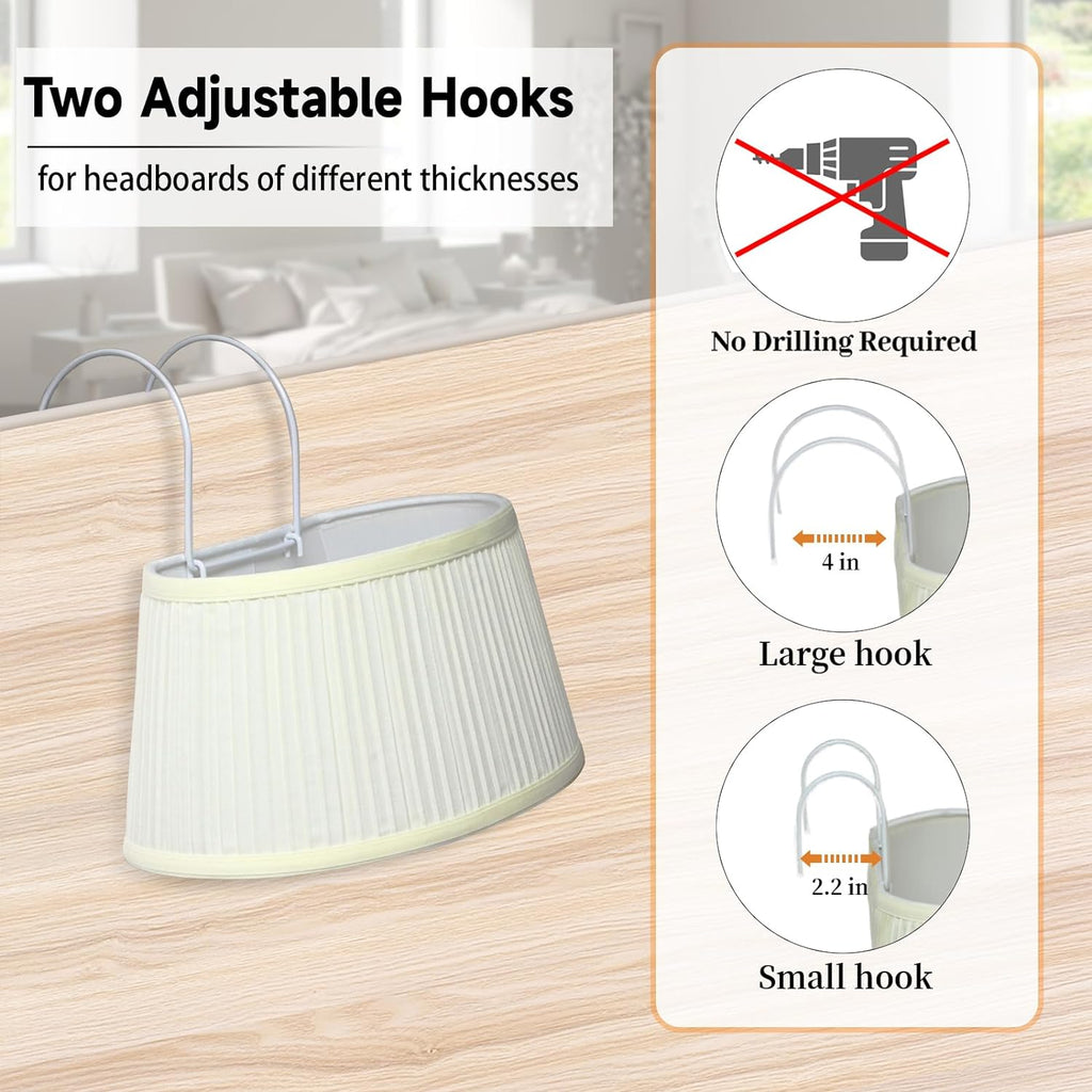 Bed Reading Light with Adjustable Hook, Eye Caring Fabric Shade A81233