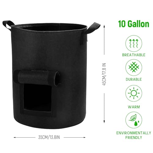 10 Gallon Potato Grow Bags with Flap and Handles, Heavy Duty Fabric Pots B207110