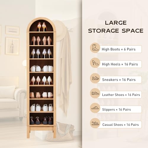 Arched Bookshelf, 7-Tier Bookcase with Adjustable Shelves A456