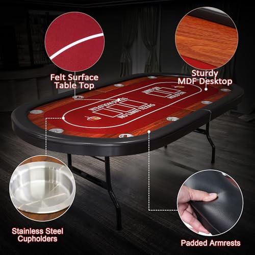 Foldable Blackjack Poker Table with Cup Holders G3690