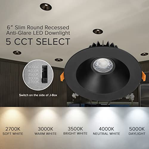 6 in. Ultra-Thin Recessed LED Downlight, Dimmable, 5 Color Temperatures B48180