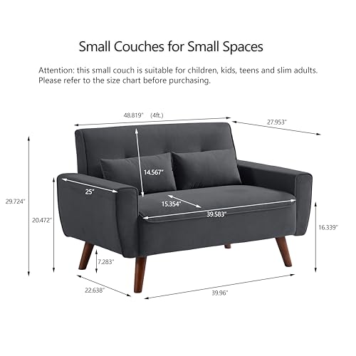 Mid Century Modern Loveseat Sofa with Wood Legs Z78752