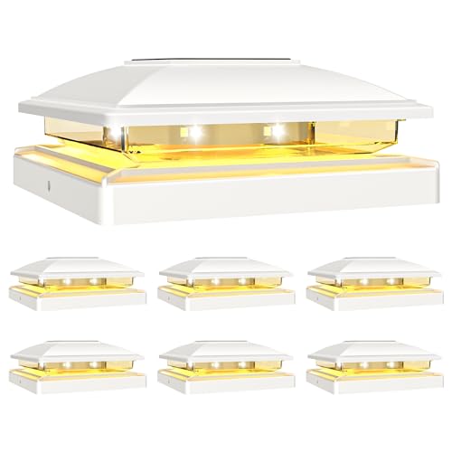 VOLISUN Solar Post Cap Light Outdoor Waterproof 12pack,Solar Fence - Post Lights for 4x4 5x5 6x6 Wooden/Vinyl Post,Deck Post Cap Light Solar Powered with Warm White for Garden/Patio/Porch