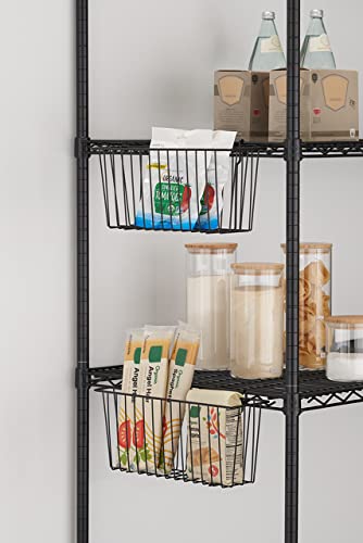 Metal Hanging Basket 15-Inch for Shelves and Storage Racks, Chrome, 2-Pack V25071