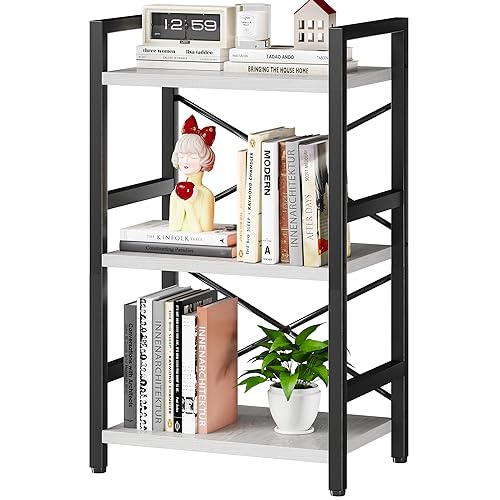 3 Tier Industrial Bookcase, Rustic Etagere Bookshelf for Living Room U5786