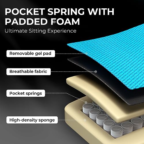 Gaming Chair with Breathable Fabric, Pocket Spring Cushion and Footrest H620