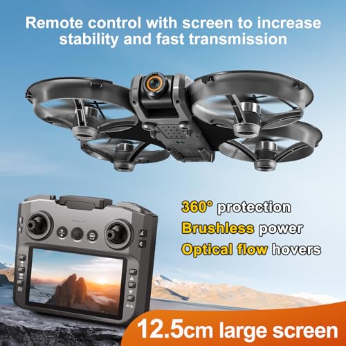 RC Drone with Screen Controller, Brushless Dual Camera, Optical Flow Positioning H595028