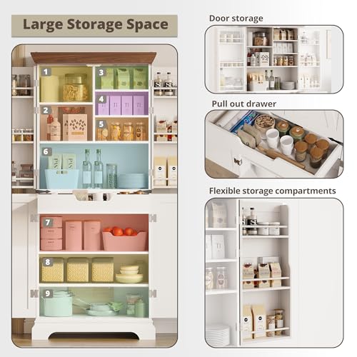 Kitchen Pantry Cabinet 72" H with 9 Shelves and 4 Barn Doors K363211