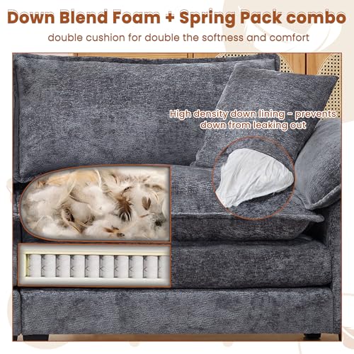 Cloud Loveseat Sofa with Chenille Fabric and Two Pillows Y3500