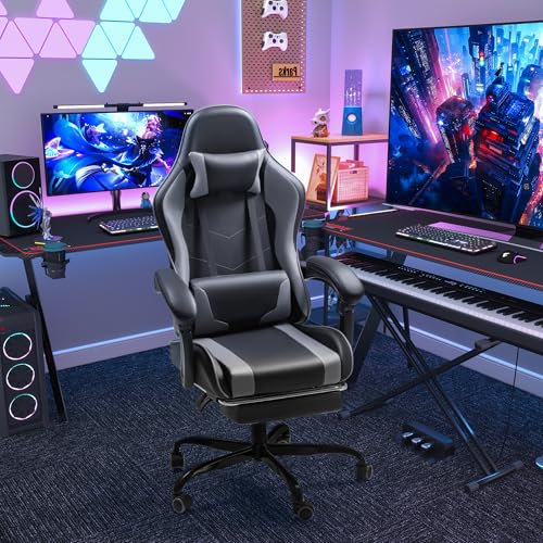 Gaming Chair with Footrest and Massage Lumbar Support J131131