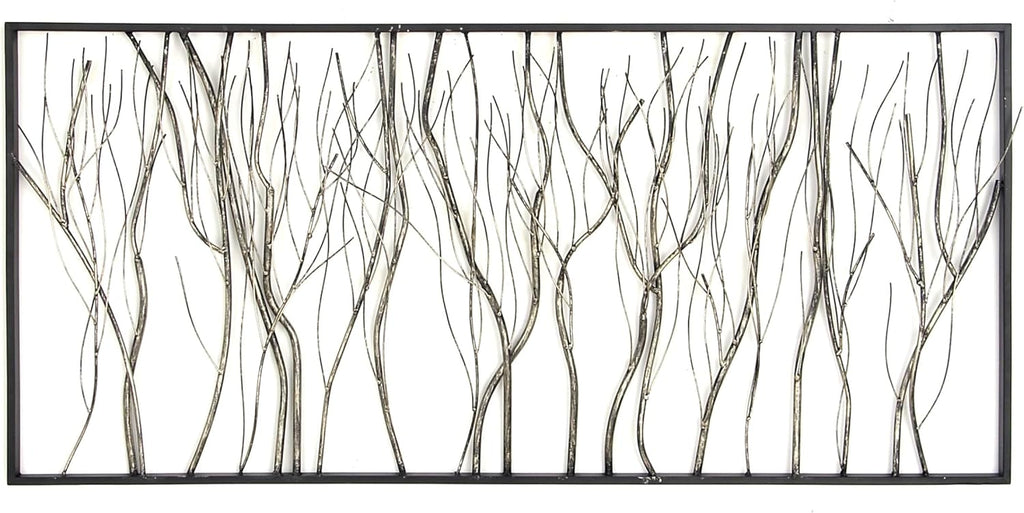Deco 79 Metal Tree Home Wall Decor Distressed Dimensional Branch Wall Sculpture with Black Frame, Wall Art 48" x 2" x 22", Silver
