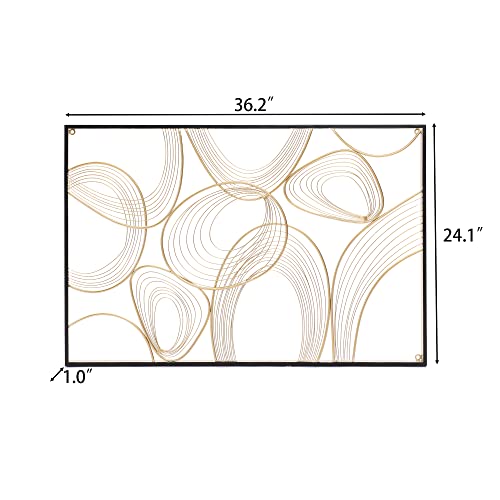 Metal Wall Art 36" Gold with Black Frame H940737
