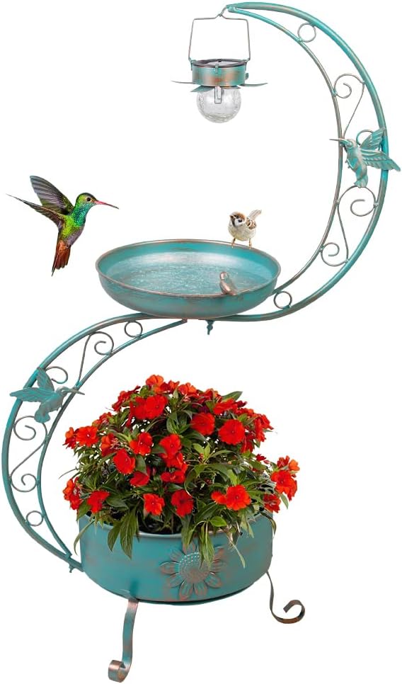 36" Bird Bath with Flower Planter Pedestal for Outdoors Garden Patio M863196