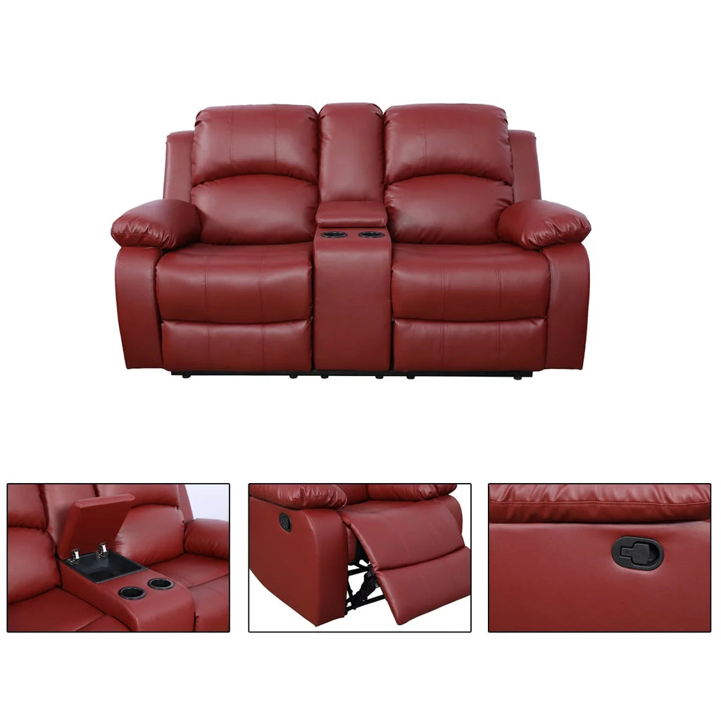 Red Leather Recliner Loveseat R869