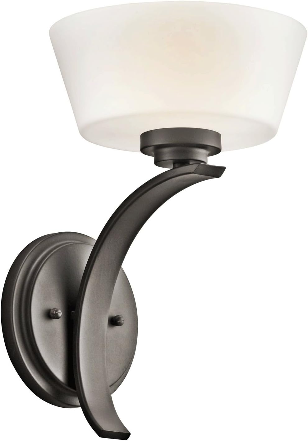 Kichler 45228OZ Rise 1-Light Wall Sconce, Olde Bronze with Satin-Etched Cased Opal Glass