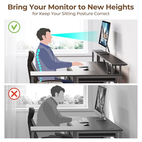 L Shaped Desk with File Drawers, Power Outlet & LED Lights, Corner Computer Desk with Monitor Stands Z425