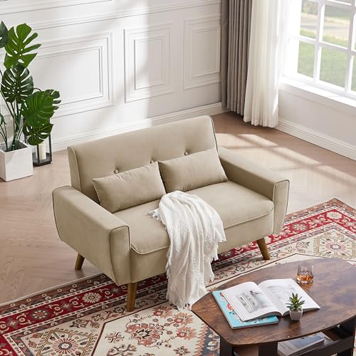 Mid Century Modern Loveseat Sofa with Wood Legs Z78752