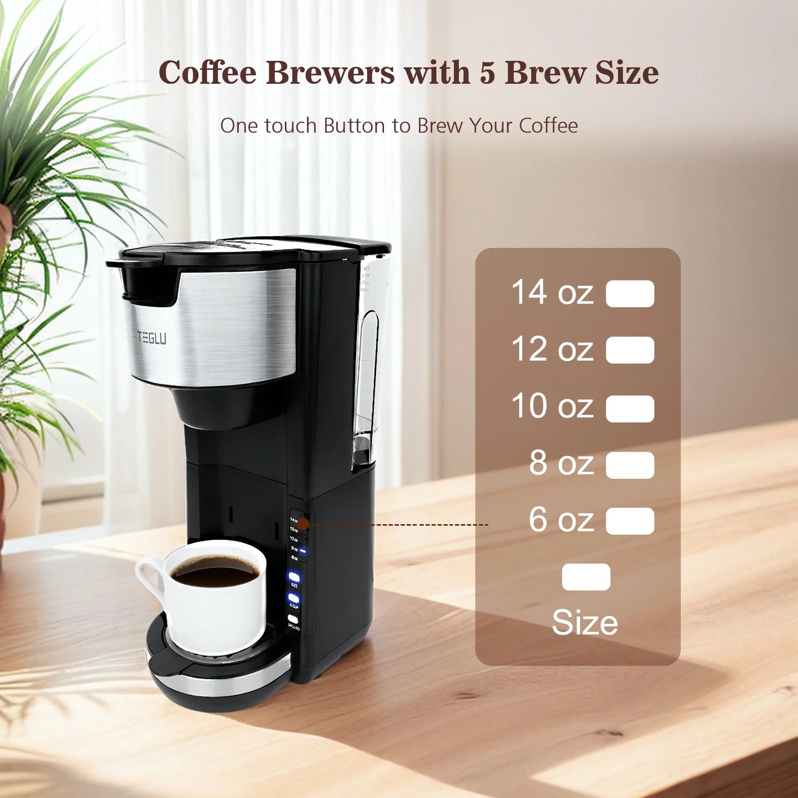 Single Serve Coffee Maker for K Cup & Ground Coffee, Hot and Iced, Black U14162