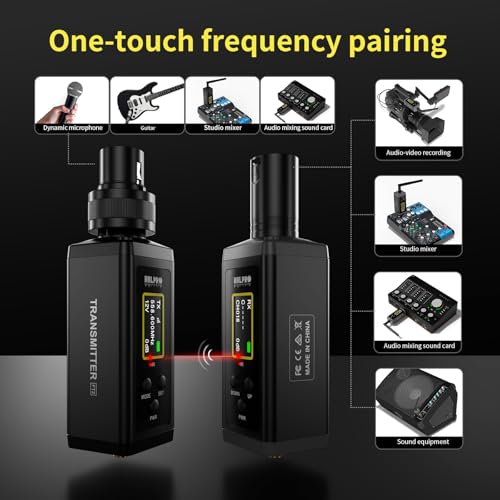 UHF Wireless XLR Transmitter and Receiver with Dual Antennas, 470ft Range, Plug-on Mic Adapter J8486