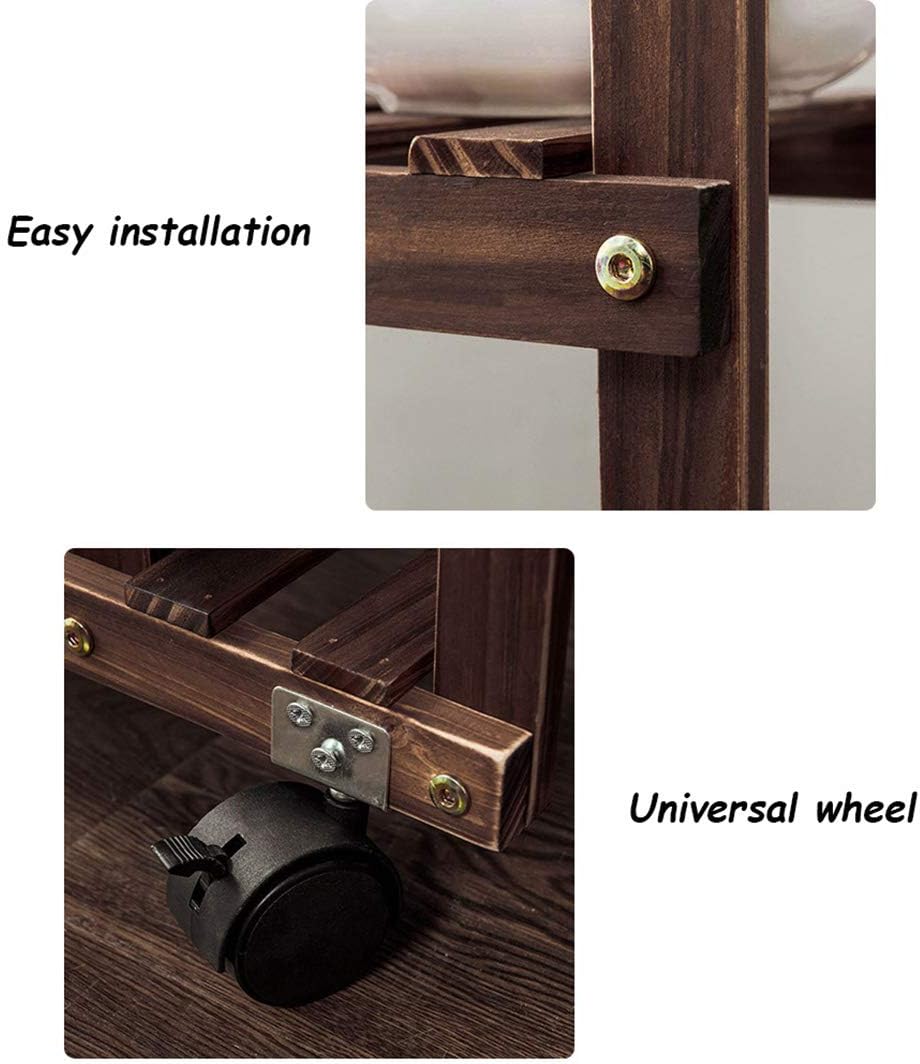 Multi-Layer Wooden Plant Stand with Wheels V3121