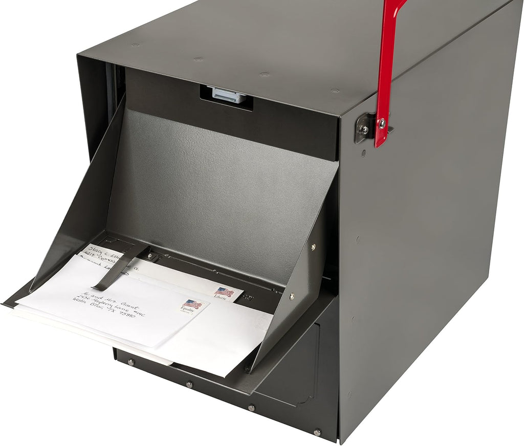Stainless Steel Locking Post Mount Parcel Mailbox, Graphite Bronze M75483