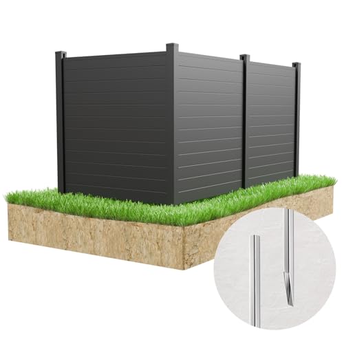 Black Air Conditioner Fence, 48"W X 48"H Vinyl Privacy Fence Screen 3 Panels Pool Equipment Fence Enclosure Trash Can Fence Outside Garbage Can Enclosure Fence