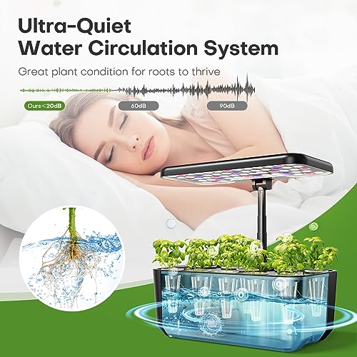 Hydroponics Growing System with LED Grow Light, 10 Pods, White X116117
