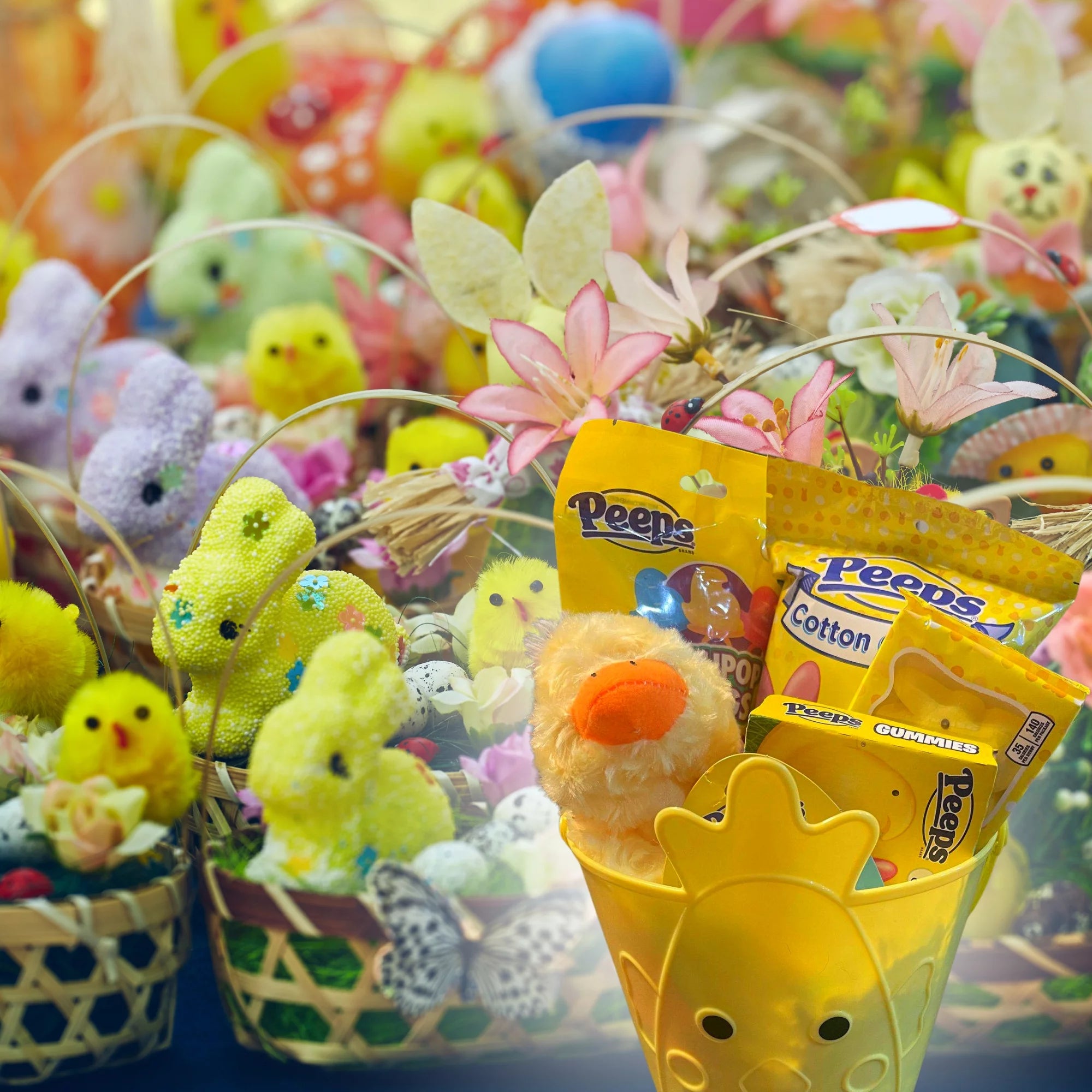 Easter Gift Basket with Plush Duck Toy, Candy, Lip Balm & Reusable Bucket U801934