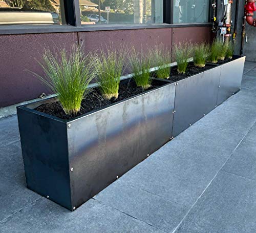 Corten Steel Cube Outdoor Planter Box, Rustic Modern Farmhouse Design, Large Raised Metal Garden Bed Z7323