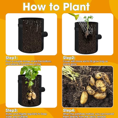 Potato Grow Bags 10 Gallon with Handles and Harvest Window T83370