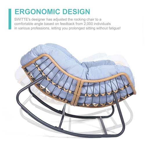 Oversized Patio Papasan Rocking Chair with Wicker Lounge G5657