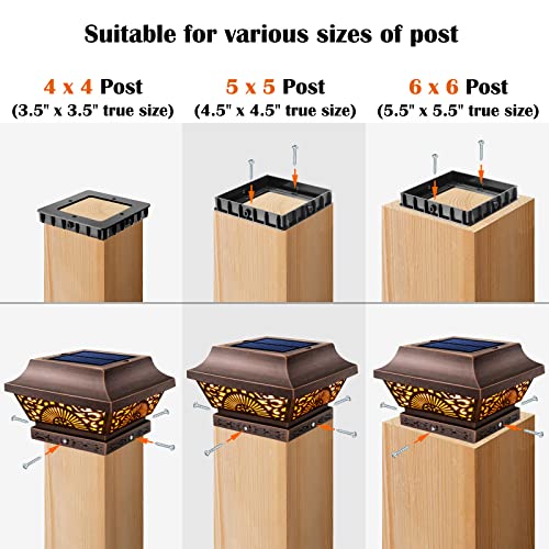 Solar Post Lights 2 Pack Outdoor Waterproof Metal LED for Wooden Fence Posts U887