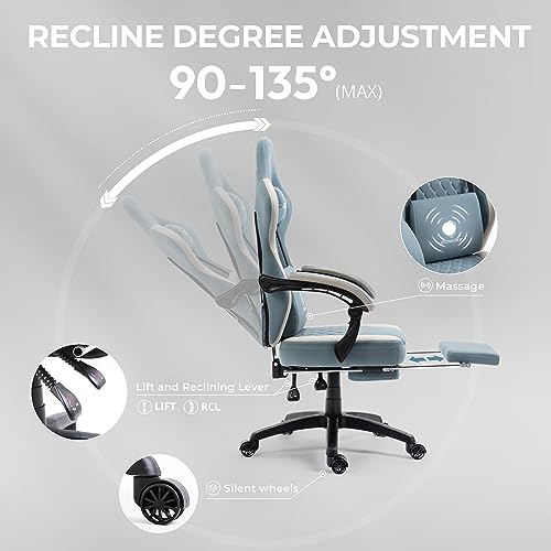 Gaming Chair with Breathable Fabric, Pocket Spring Cushion and Footrest H620