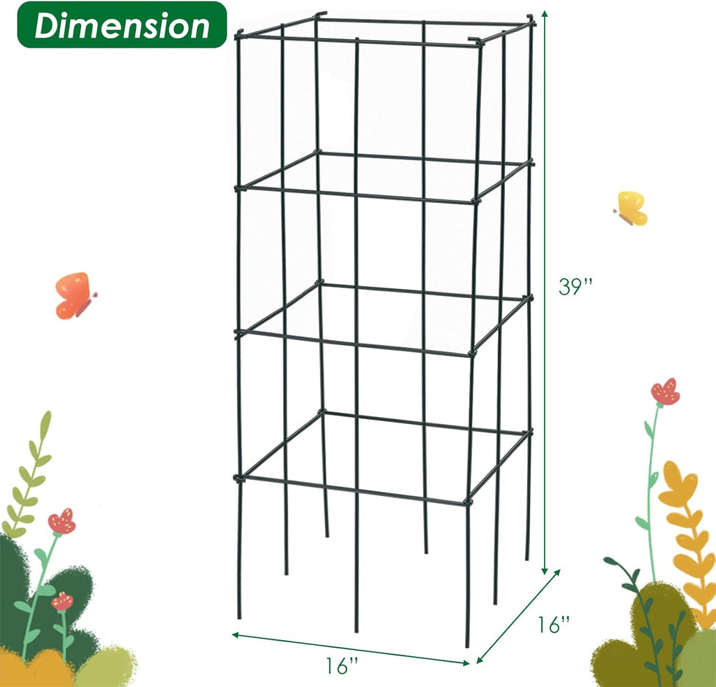 Folding Tomato Cages 39 Inches Tall, Plant Support for Garden Climbing Plants Z77589