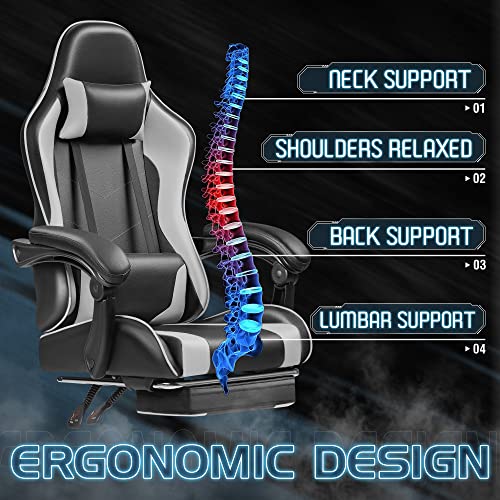 Gaming Chair with Footrest and Massage Lumbar Support J131131