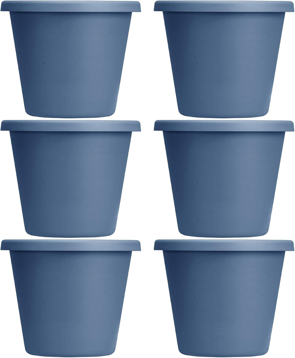 The HC Companies 24 Inch Indoor and Outdoor Classic Durable Plastic Flower Pot Container Garden Planter with Drainage Holes, Slate Blue (6 Pack)