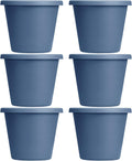 The HC Companies 24 Inch Indoor and Outdoor Classic Durable Plastic Flower Pot Container Garden Planter with Drainage Holes, Slate Blue (6 Pack)