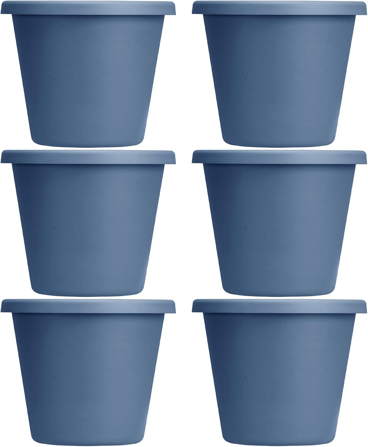 The HC Companies 24 Inch Indoor and Outdoor Classic Durable Plastic Flower Pot Container Garden Planter with Drainage Holes, Slate Blue (6 Pack)