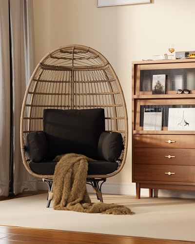 Wicker Egg Chair with Cushions and Ottoman L257