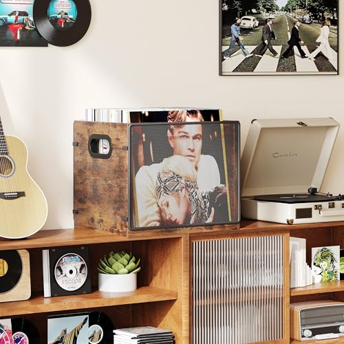 Vinyl Record Storage Box, Holds up to 60 Records V34365