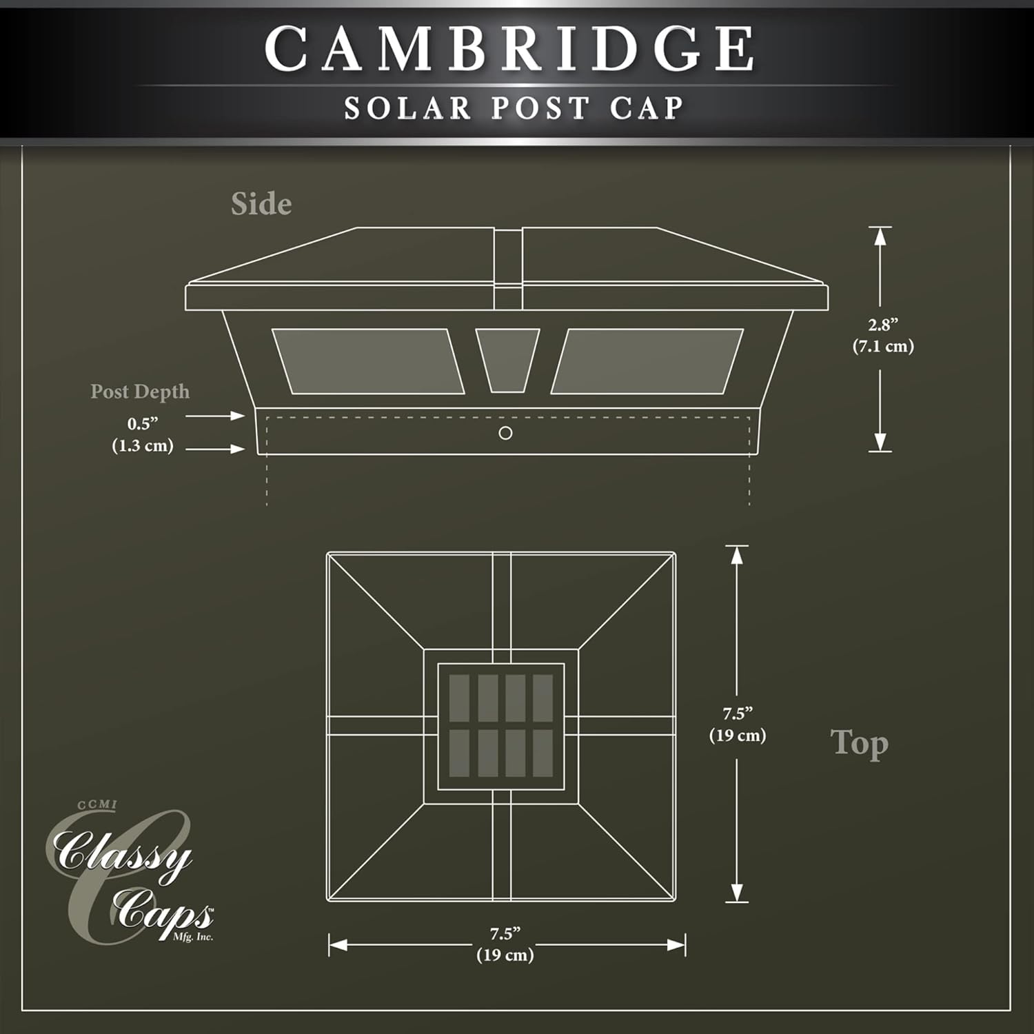 6x6 Brown Aluminum Solar Post Cap L2140