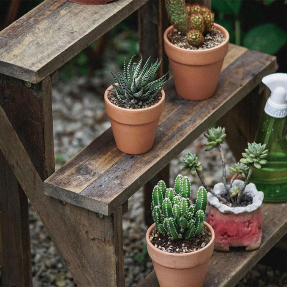 Wooden Plant Trellis Floor Planter with Three-Tier Ladder Shelf F1106
