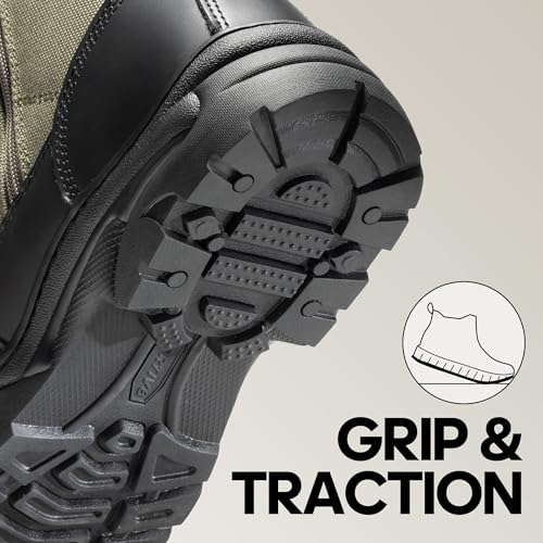 Men's Military Tactical Work Boots Side Zipper Leather Motorcycle Combat Boots N655026