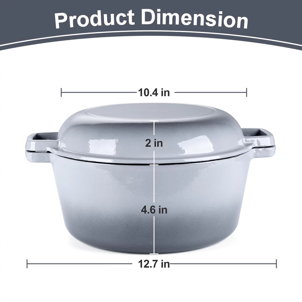 Enameled Cast Iron Dutch Oven with Skillet Lid, 5 Quart C815