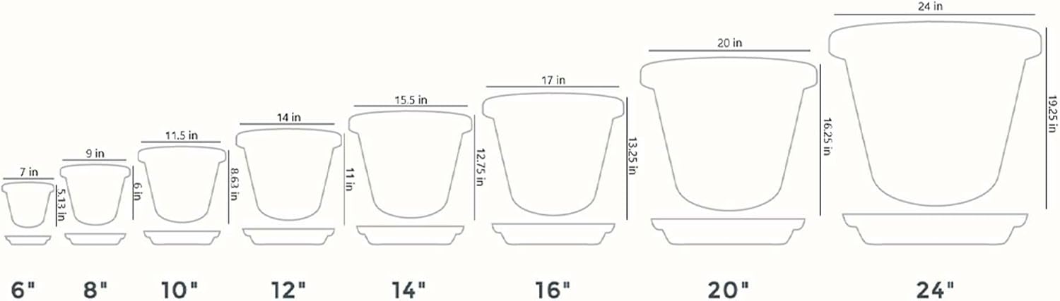 24 Inch Plastic Flower Pot with Drainage Holes, Slate Blue (6 Pack) X627444