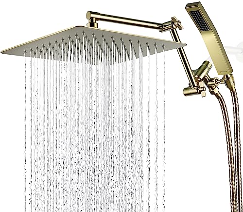 G-Promise All Metal 12 Inch Rainfall Shower Head with Handheld Spray Combo| 3 Settings Diverter|Adjustable Extension Arm with Lock Joints |71 Inches Stainless Steel Hose (Oil Rubbed Bronze)