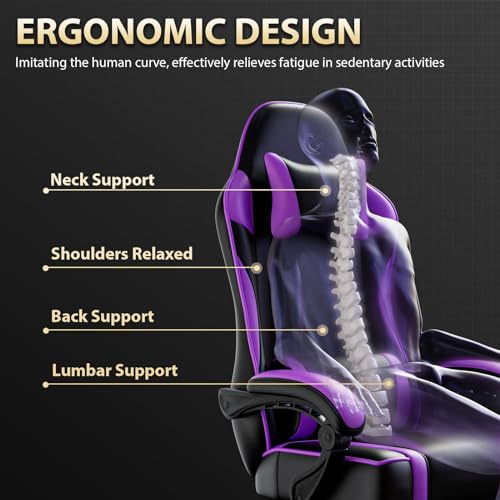 Ergonomic Gaming Chair with Footrest, Reclining, Lumbar Support I1131
