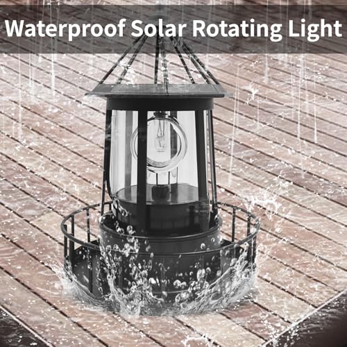 Solar Powered Rotating Lighthouse for Outdoor Garden Decor P9810